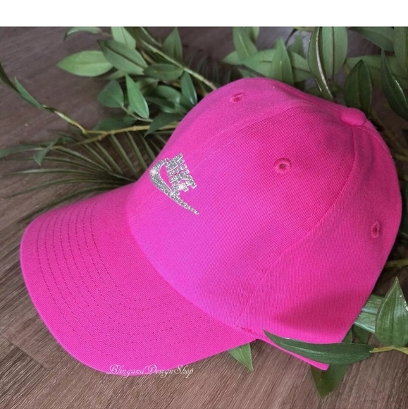 Pink Nike Hat H86 Cotton Adjustable Cap made with Swarovski Crystals NWT - Picture 3 of 6